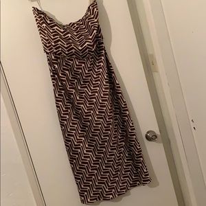 Silk MIDI J. Crew Brown and Cream Dress